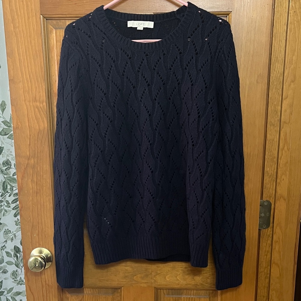 LOFT Deep Blue Textured Sweater